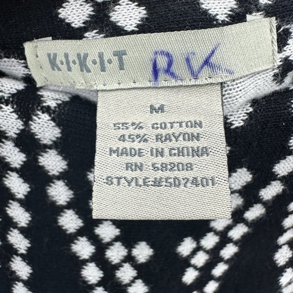 Kikit Skirt Womens Knit A-Line Pull On Geometric Pattern Black White M - Picture 9 of 11